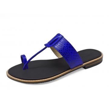 Women Sandals Flat SC-47 Blue Snake Skin