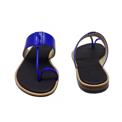 Women Sandals Flat SC-47 Blue Snake Skin