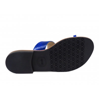 Women Sandals Flat SC-47 Blue Snake Skin