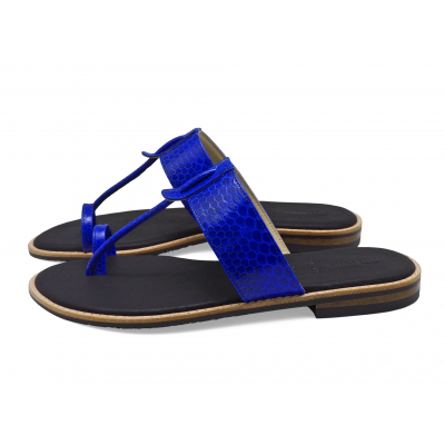 Women Sandals Flat SC-47 Blue Snake Skin