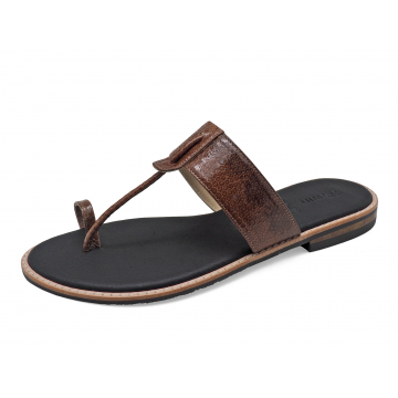 Women Sandals Flat SC-47 Brown Snake Skin