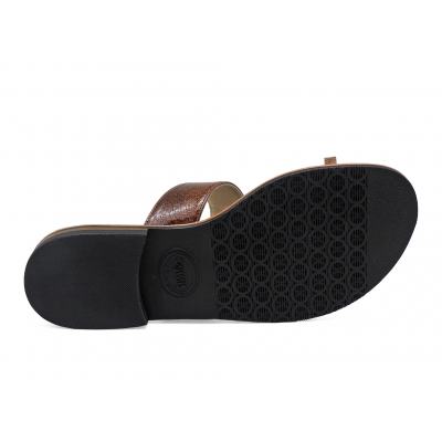 Women Sandals Flat SC-47 Brown Snake Skin