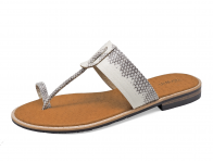 Women Sandals Flat SC-47 White-Black Snake Skin