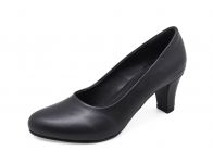 Women Courts Middle Heel SC-70 Black Nappa Microfiber Leather