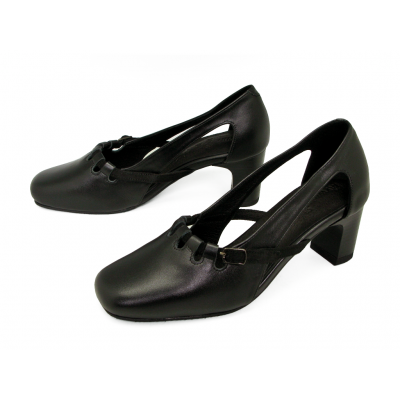 Women Courts Middle Heel SC-72 Black Nappa-Black Suede