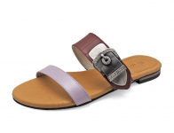SALE 50% Women Sandals Flat SC-73 Light Purple Nappa-Crimson Nappa