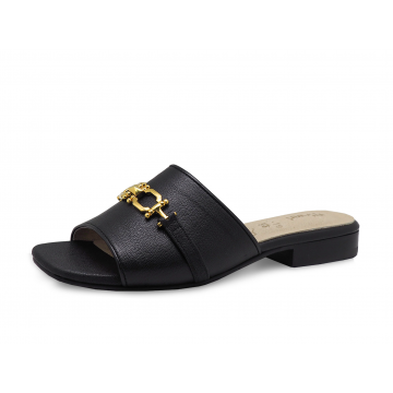 Women Sandals SC-79 Black Corrected Grain Leather