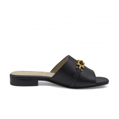 Women Sandals SC-79 Black Corrected Grain Leather
