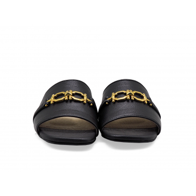 Women Sandals SC-79 Black Corrected Grain Leather