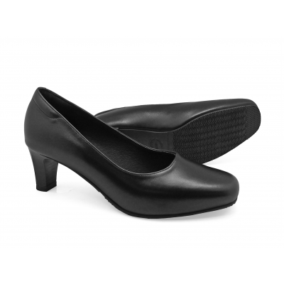 Women Courts Middle Heel SC-80 Black Nappa
