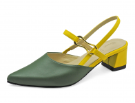Women Sandals SC-87 Olive green-Yellow Nappa