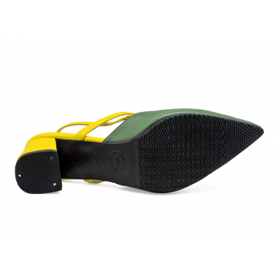 รองเท้าแตะ SC-87 หนังนิ่มเขียวขี้ม้า-นิ่มเหลือง