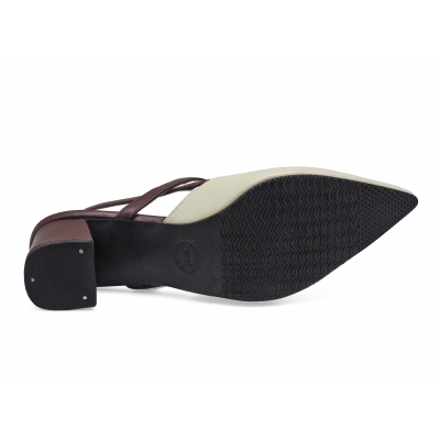 Women Sandals SC-87 Cream-Brown Nappa