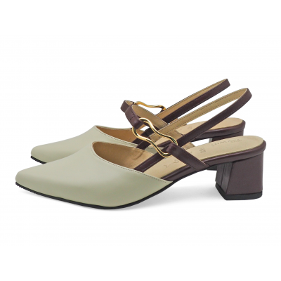 Women Sandals SC-87 Cream-Brown Nappa