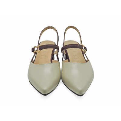 Women Sandals SC-87 Cream-Brown Nappa