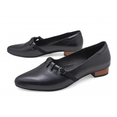 Women Courts Flat SC-91 Black Nappa-Black Suede