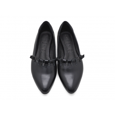 Women Courts Flat SC-91 Black Nappa-Black Suede