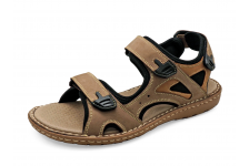 Men Sandals SKA-27 Green Khaki-Tan Nubuck