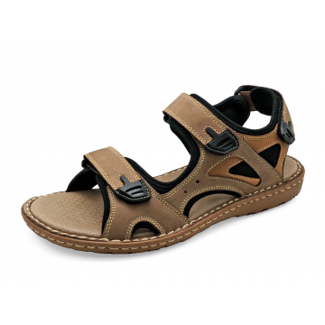 Men Sandals SKA-27 Green Khaki-Tan Nubuck