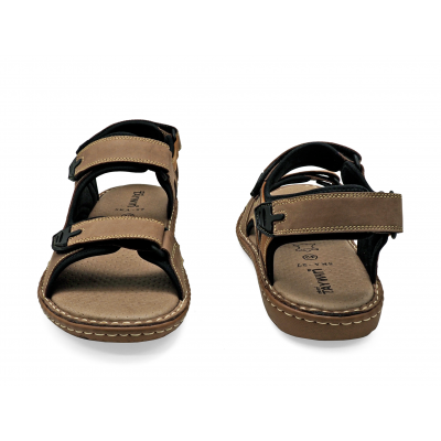 Men Sandals SKA-27 Green Khaki-Tan Nubuck