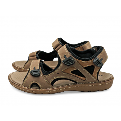 Men Sandals SKA-27 Green Khaki-Tan Nubuck