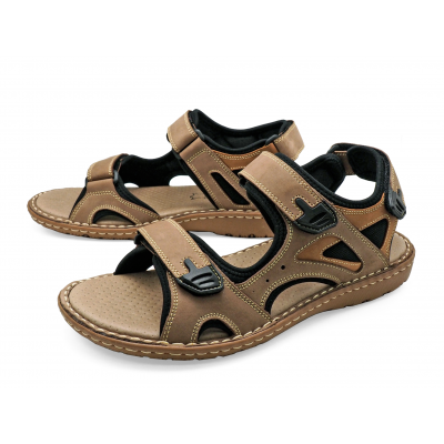 Men Sandals SKA-27 Green Khaki-Tan Nubuck