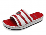 Men Sandals SKC-15 White-Red Nappa