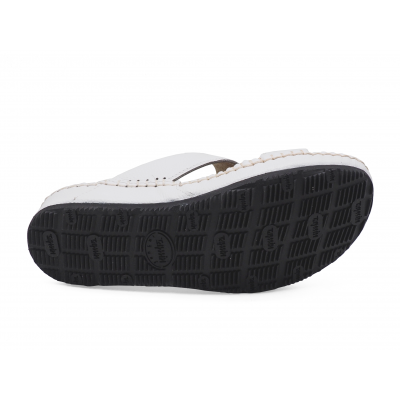 Sandals Flat SKC-16 White Corrected Grain Leather