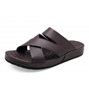 Sandals Flat SKC-17 Brown Corrected Grain Leather
