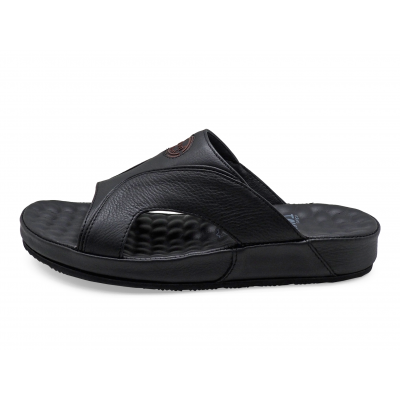 รองเท้าแตะ SKC-18 หนังชามัวร์ดำ-นิ่มดำ