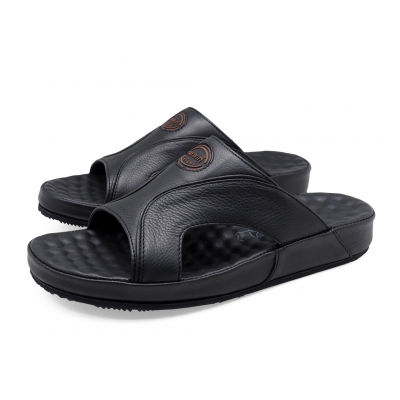 รองเท้าแตะ SKC-18 หนังชามัวร์ดำ-นิ่มดำ