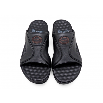 รองเท้าแตะ SKC-18 หนังชามัวร์ดำ-นิ่มดำ