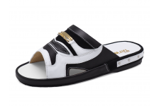 Men Sandals SKF-25 WHITE NAPPA-BLACK SUEDE-BLACK NAPPA