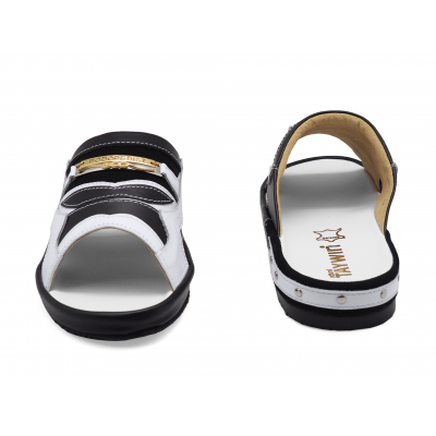 Men Sandals SKF-25 WHITE NAPPA-BLACK SUEDE-BLACK NAPPA