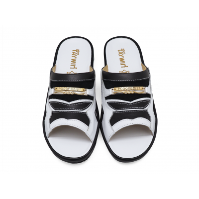 Men Sandals SKF-25 WHITE NAPPA-BLACK SUEDE-BLACK NAPPA