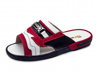 Men Sandals SKF-27 Red Suede-White-Black Corrected Grain Leather