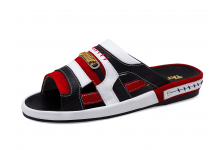 Men Sandals SKF-33 Black Corrected Grain Leather-Red Suede-White Nappa
