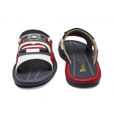 Men Sandals SKF-35 White Corrected Grain Leather-Navy Nappa-Red Nappa-Black Fabric