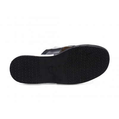 Men Sandals SKF-35 White Corrected Grain Leather-Light Nappa-Black Nappa-Gray Fabric