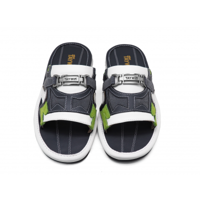 Men Sandals SKF-36 White&Navy Nappa-Grey&Green Suede