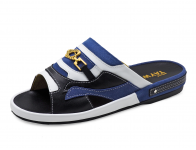 Men Sandals SKF-37 White Nappa-Blue Suede-Black Nappa