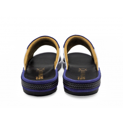 Men Sandals SKF-37 White Nappa-Blue Suede-Black Nappa