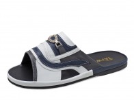 Men Sandals SKF-40 Dark Gray Nappa-White-Navy Nappa Microfiber Leather