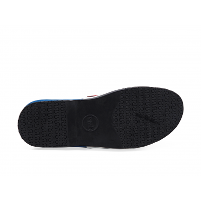 Men Sandals SKF-40 Blue Nappa-White Pebble grain-Red Nappa Microfiber Leather
