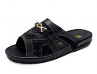 Men Sandals SKF-42 Black Corrected Grain Leather-Black Suede-Black Nappa