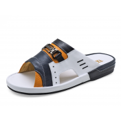 Men Sandals SKF-43 Navy Nappa-Orange Corrected Grain-White Nappa