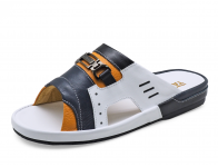 Men Sandals SKF-43 Navy Nappa-Orange Corrected Grain-White Nappa