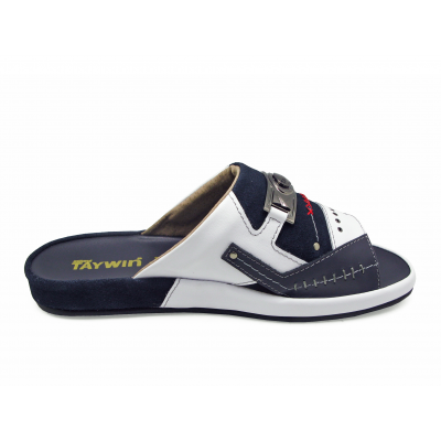 Men Sandals SKF-94 Navy-White Nappa-Navy Suede