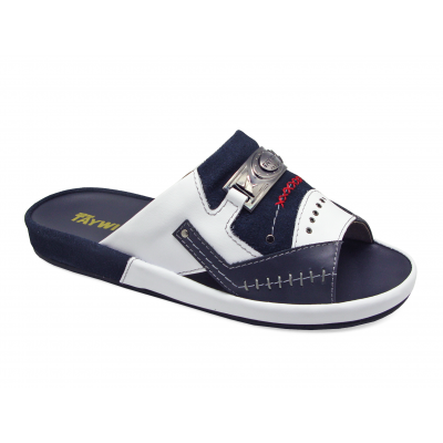 Men Sandals SKF-94 Navy-White Nappa-Navy Suede