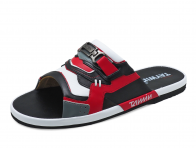 รองเท้าแตะพื้นบาง SKN-01 หนังนิ่มดำ-ขาว-แดง-เทา